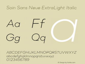 Soin Sans Neue ExtraLight Italic Version 5.90 Build 1608图片样张