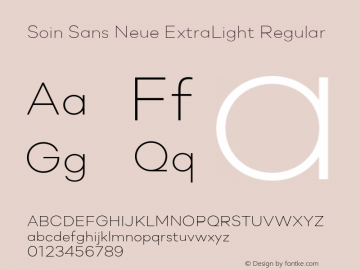 Soin Sans Neue ExtraLight Regular Version 5.90 Build 1608 Font Sample