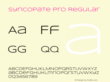 Syncopate Pro Regular Version 1.000 2016 Font Sample