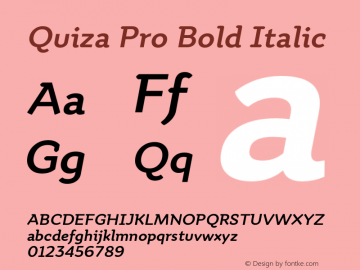 Quiza Pro Bold Italic Version 1.000 Font Sample