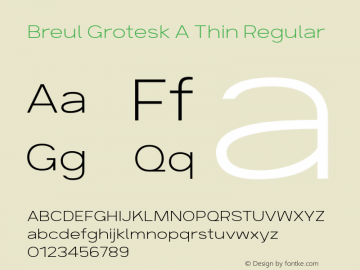 Breul Grotesk A Thin Regular Version 1.000 Font Sample