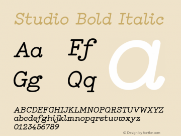 Studio Bold Italic Version 1.001 Font Sample