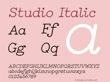 Studio Italic Version 1.001 Font Sample