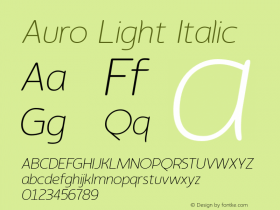 Auro Light Italic 1.000 Font Sample