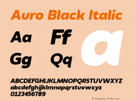 Auro Black Italic Version 1.000 Font Sample