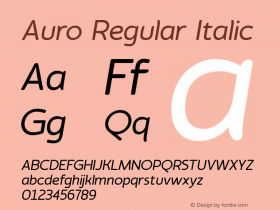 Auro Regular Italic 1.000 Font Sample