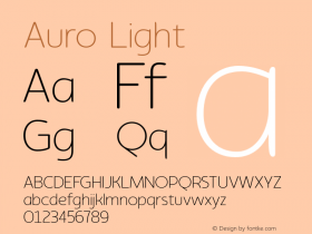 Auro Light Version 1.000;PS 001.001;FontLab 1.0.38 Font Sample