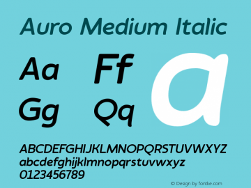 Auro Medium Italic 1.000 Font Sample