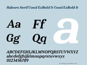 Haboro Serif Cond ExBold It Cond ExBold It Version 1.000 Font Sample