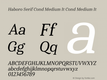 Haboro Serif Cond Medium It Cond Medium It Version 1.000图片样张