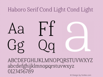 Haboro Serif Cond Light Cond Light Version 1.000图片样张
