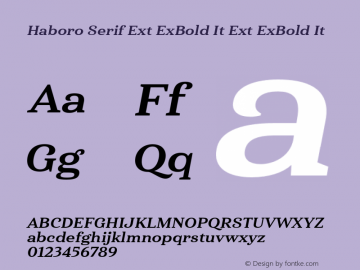 Haboro Serif Ext ExBold It Ext ExBold It Version 1.000图片样张