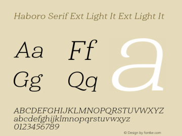 Haboro Serif Ext Light It Ext Light It Version 1.000 Font Sample