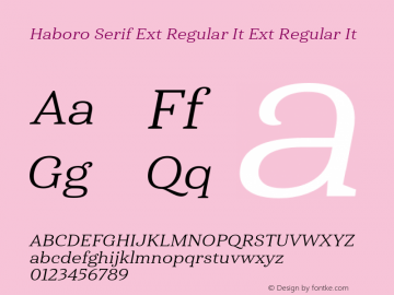 Haboro Serif Ext Regular It Ext Regular It Version 1.000图片样张