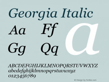 Georgia Italic Version 5.00 Font Sample