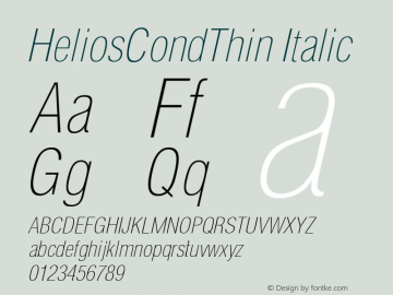 HeliosCondThin Italic OTF 1.0;PS 001.001;Core 116;AOCW 1.0 161图片样张