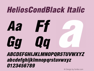 HeliosCondBlack Italic OTF 1.0;PS 004.001;Core 116;AOCW 1.0 161 Font Sample
