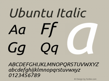 Ubuntu Italic Version 0.80 Font Sample