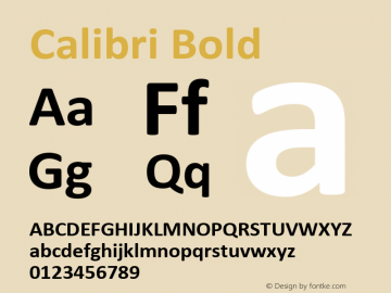 Calibri Bold Version 5.73 Font Sample