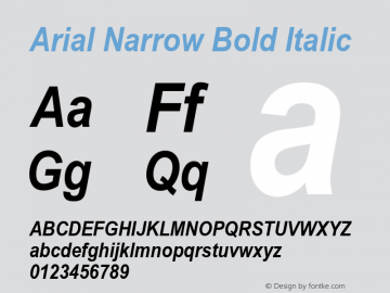 Arial Narrow Bold Italic Version 2.37 Font Sample
