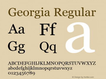 Georgia Regular Version 5.00 Font Sample