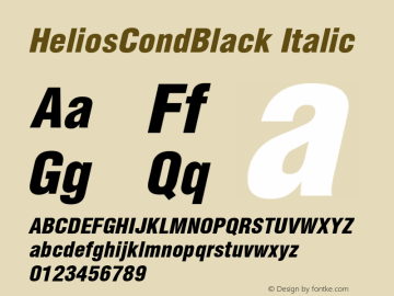HeliosCondBlack Italic OTF 1.0;PS 004.001;Core 116;AOCW 1.0 161 Font Sample