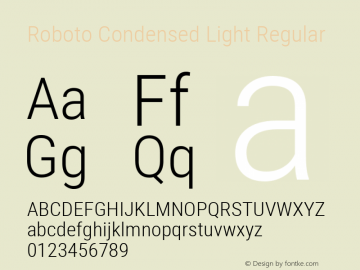 Roboto Condensed Light Regular Version 2.001240; 2014图片样张