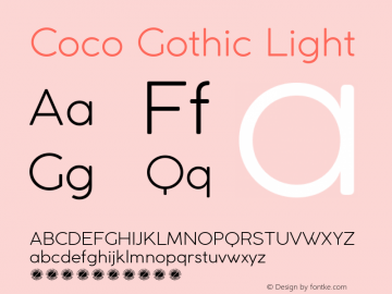 Coco Gothic Light Version 2.001 Font Sample