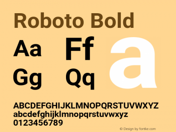 Roboto Bold Version 2.001150; 2014 Font Sample