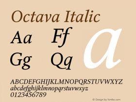 Octava Italic Version 1.000;PS 001.001;hotconv 1.0.38 Font Sample