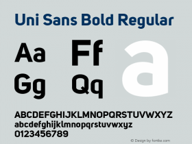 Uni Sans Bold Regular Version 001.029 Font Sample