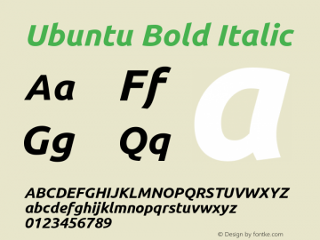 Ubuntu Bold Italic Version 0.80 Font Sample