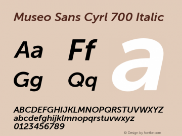 Museo Sans Cyrl 700 Italic Version 1.023 Font Sample