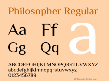 Philosopher Regular Version 1.000 Font Sample