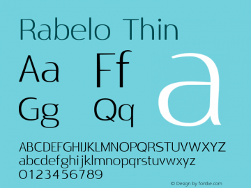Rabelo Thin ☞ Version 1.000 Font Sample