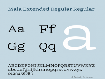 Mala Extended Regular Regular Version 1.000 Font Sample