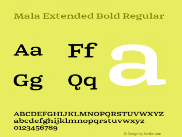 Mala Extended Bold Regular Version 1.000 Font Sample