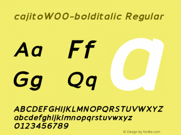 cajitoW00-bolditalic Regular Version 1.00 Font Sample
