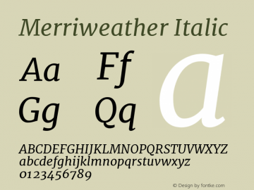 Merriweather Italic Version 1.001图片样张