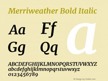 Merriweather Bold Italic Version 1.001 Font Sample