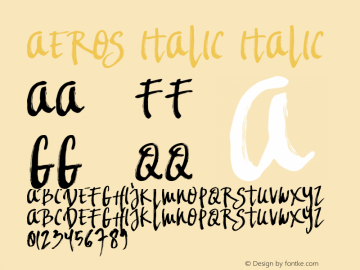 Aeros Italic Italic Version 1.000 Font Sample