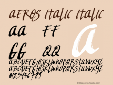 Aeros Italic Italic 1.000 Font Sample