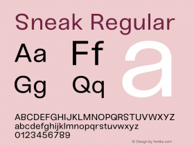 Sneak Regular Version 1.000;PS 001.000;hotconv 1.0.88;makeotf.lib2.5.64775图片样张