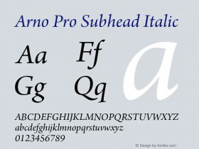 Arno Pro Subhead Italic Version 1.011;PS 1.000;hotconv 1.0.50;makeotf.lib2.0.16025图片样张