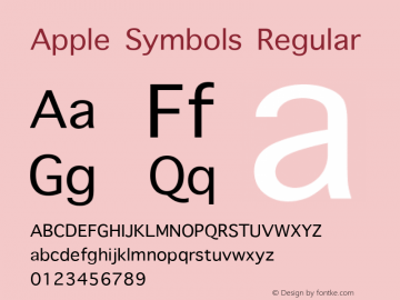 Apple Symbols Regular 8.0d2e1 Font Sample