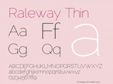 Raleway Thin Version 001.001 Font Sample