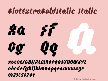 BiotExtraBoldItalic Italic Macromedia Fontographer 4.1.4 9/6/01图片样张