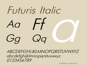 Futuris Italic Converted from t:\FUTURIS.TF1 by ALLTYPE图片样张