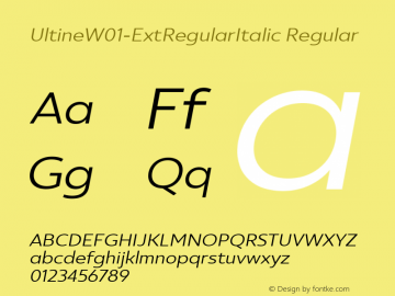 UltineW01-ExtRegularItalic Regular Version 1.00 Font Sample