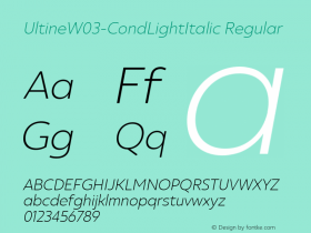 UltineW03-CondLightItalic Regular Version 1.00 Font Sample